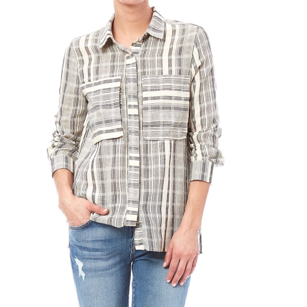Knot Sisters Stripe Button Down Top Size Med